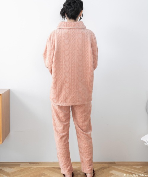 fran de lingerie（フランデランジェリー）の「ふんわり軽くて暖かいmemory fleece もこもこ フリース前開き上下セット レディース パジャマ ふわふわ 部屋着 かわいい あったか（ルームウェア/パジャマ・レディース・ブラウン系その他/オフホワイト/ネイビー/ピンク系その他2・M-L）」の21枚目の写真