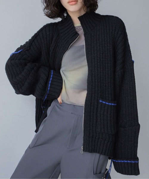 配色ハンドステッチZIPニットコート（その他アウター）｜VACANCY（ヴァカンシー）