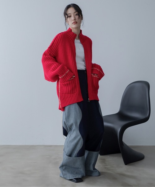 配色ハンドステッチZIPニットコート（その他アウター）｜VACANCY（ヴァカンシー）