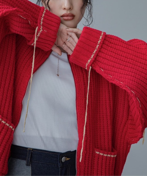 配色ハンドステッチZIPニットコート（その他アウター）｜VACANCY（ヴァカンシー）