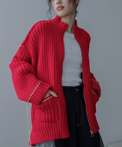 配色ハンドステッチZIPニットコート（その他アウター）｜VACANCY（ヴァカンシー）