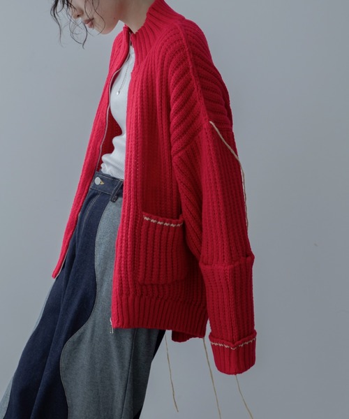 配色ハンドステッチZIPニットコート（その他アウター）｜VACANCY（ヴァカンシー）