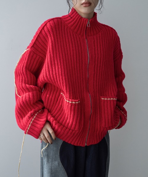 配色ハンドステッチZIPニットコート（その他アウター）｜VACANCY（ヴァカンシー）