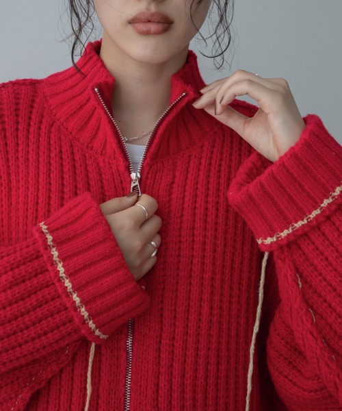 配色ハンドステッチZIPニットコート（その他アウター）｜VACANCY（ヴァカンシー）