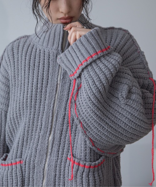 配色ハンドステッチZIPニットコート（その他アウター）｜VACANCY（ヴァカンシー）