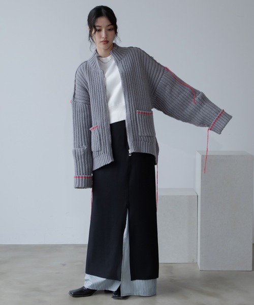 配色ハンドステッチZIPニットコート（その他アウター）｜VACANCY（ヴァカンシー）