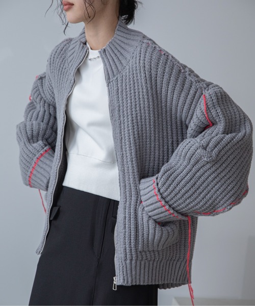 配色ハンドステッチZIPニットコート（その他アウター）｜VACANCY（ヴァカンシー）