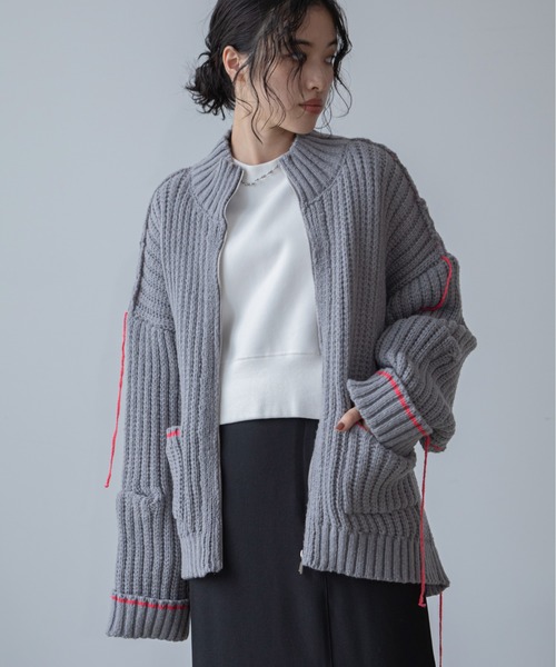 配色ハンドステッチZIPニットコート（その他アウター）｜VACANCY（ヴァカンシー）