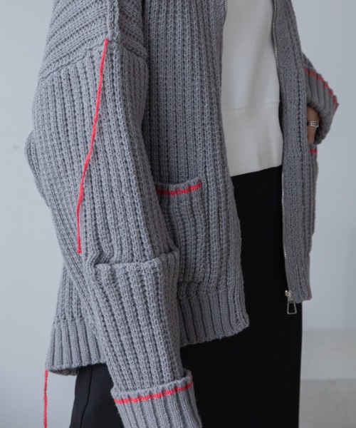 配色ハンドステッチZIPニットコート（その他アウター）｜VACANCY（ヴァカンシー）