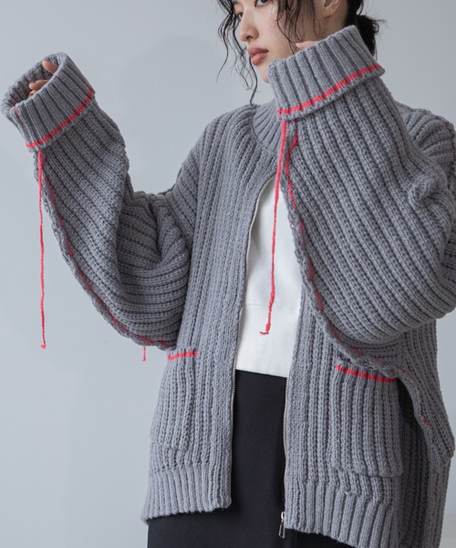 配色ハンドステッチZIPニットコート（その他アウター）｜VACANCY（ヴァカンシー）