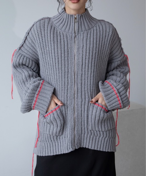 配色ハンドステッチZIPニットコート（その他アウター）｜VACANCY（ヴァカンシー）