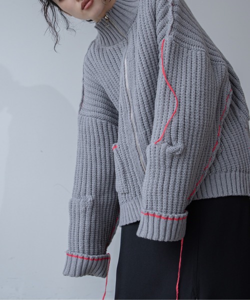 配色ハンドステッチZIPニットコート（その他アウター）｜VACANCY（ヴァカンシー）