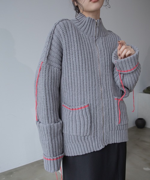 配色ハンドステッチZIPニットコート（その他アウター）｜VACANCY（ヴァカンシー）