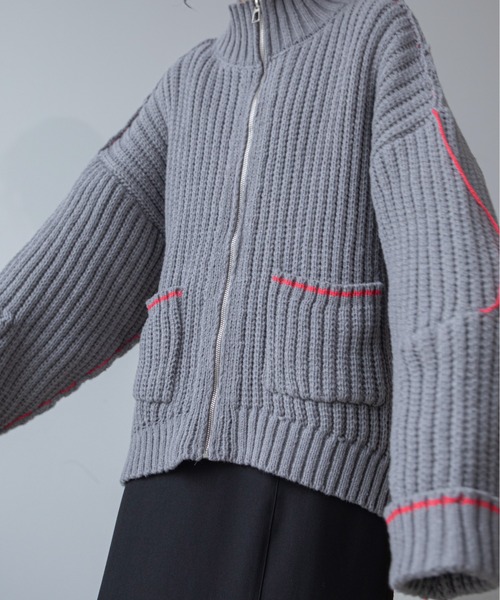 配色ハンドステッチZIPニットコート（その他アウター）｜VACANCY（ヴァカンシー）