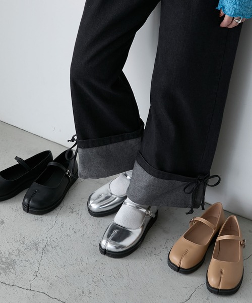 BONLECILL（ボンルシール）の「【軽量】ボリュームソールメリージェーンタビシューズ（バレエシューズ・レディース・ブラック/ベージュ/シルバー・XL/L/M/S）」の3枚目の写真