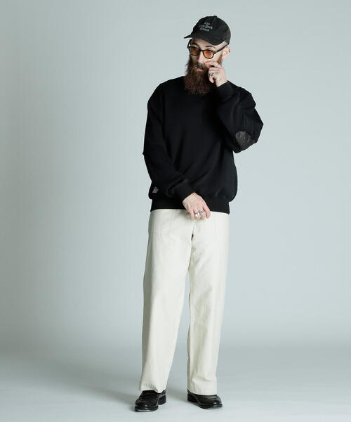 LAD BY DEMYLEE ボタン エルボーパッチ スウェット トレーナー Champion トレーナー スウェット CHAMPION / チャンピオン 別注