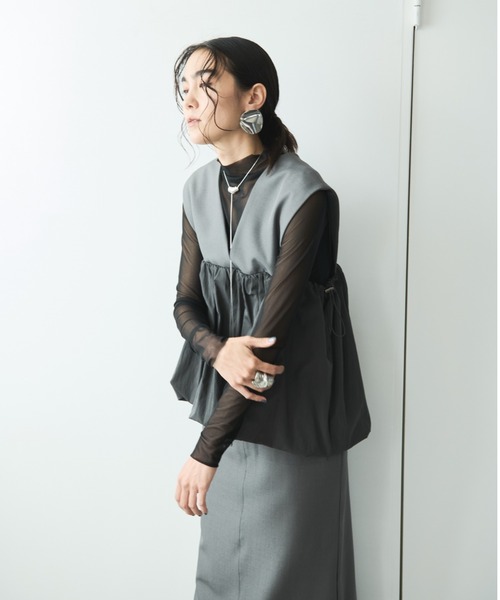 AIC.(エーアイシー)の「ドローストリングバルーンベスト/セットアップ可能(ベスト・レディース・グレー/ブラック・FREE)」の18枚目の写真