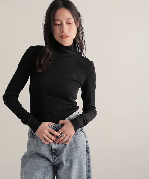 GANNI(ガニー)の「【GANNI / ガニー】Soft Cotton Rib Long Sleeve T-Shir T4026(Tシャツ/カットソー・レディース・ブラック・SMALL)」の2枚目の写真
