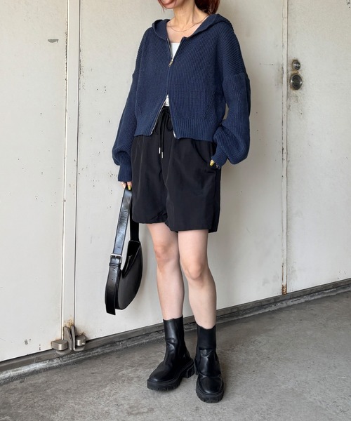 カシミア100% ダブルジップ ニット パーカー アイボリー サイズ1 カシミア100% ダブルジップ ニット パーカー アイボリー サイズ1