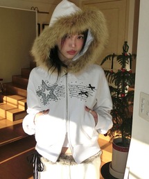 MEMECLE | 【 MEMECLE / メメクル 】ラメ ファー フードダブルジップパーカー(パーカー)