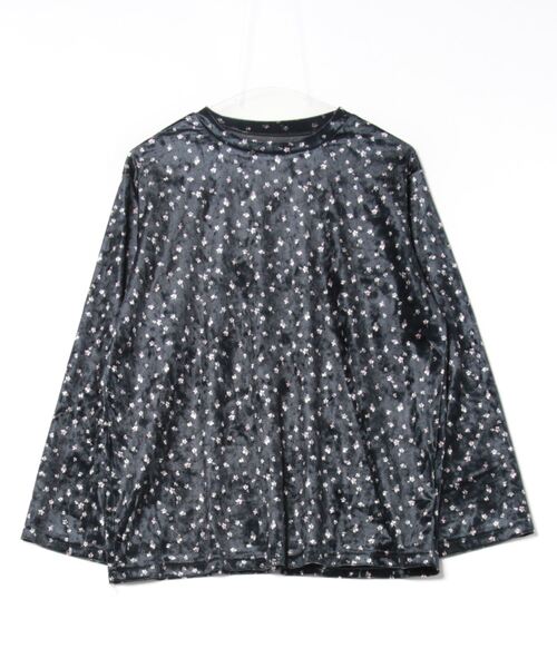 STYLEBLOCK（スタイルブロック）の「小花柄ベロアオーバーサイズトップス（Tシャツ/カットソー・レディース・ホワイト/ピンク・M）」の2枚目の写真