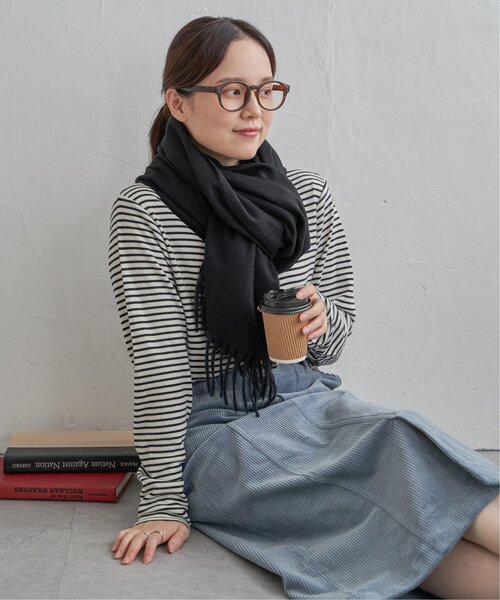 LBC（エルビーシー）の「シルクタッチマフラー（マフラー・レディース・ブラック/オフホワイト/ターコイズブルー・FREE）」の7枚目の写真