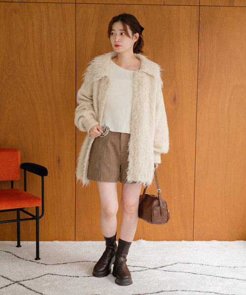 セール】【セットアップ対応】ツイードフリンジショートパンツ