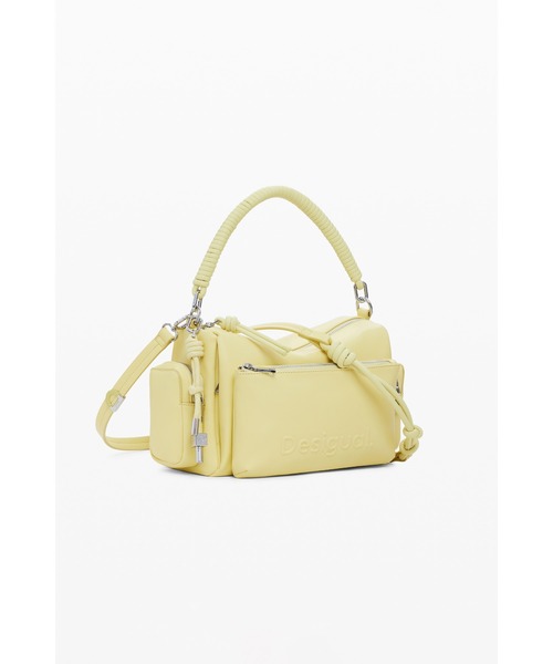 Desigual（デシグアル）の「ロゴ入りマルチポケットミディアムバッグ（ハンドバッグ・レディース・ブルー/イエロー・FREE）」の2枚目の写真