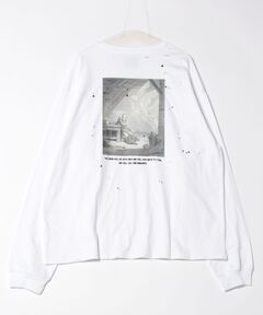GRANCY】LinestoneDesign Graphic Damage LongTee / ラインストーン