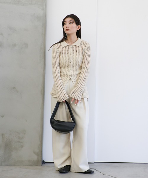 select MOCA（セレクトモカ）の「スリムラインメッシュカーディガン（カーディガン/ボレロ・レディース・アイボリー/ブラック・FREE）」の8枚目の写真