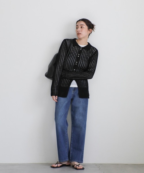 select MOCA（セレクトモカ）の「スリムラインメッシュカーディガン（カーディガン/ボレロ・レディース・アイボリー/ブラック・FREE）」の18枚目の写真