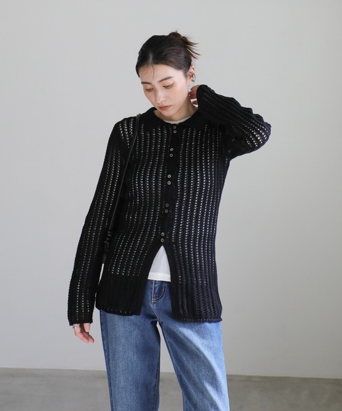 select MOCA（セレクトモカ）の「スリムラインメッシュカーディガン（カーディガン/ボレロ・レディース・アイボリー/ブラック・FREE）」の13枚目の写真