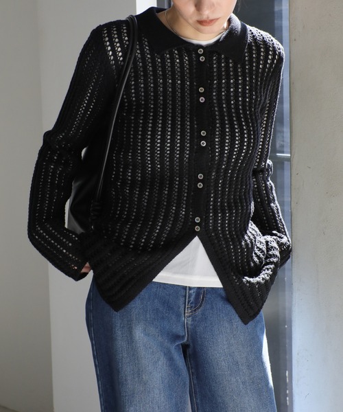 select MOCA（セレクトモカ）の「スリムラインメッシュカーディガン（カーディガン/ボレロ・レディース・アイボリー/ブラック・FREE）」の17枚目の写真