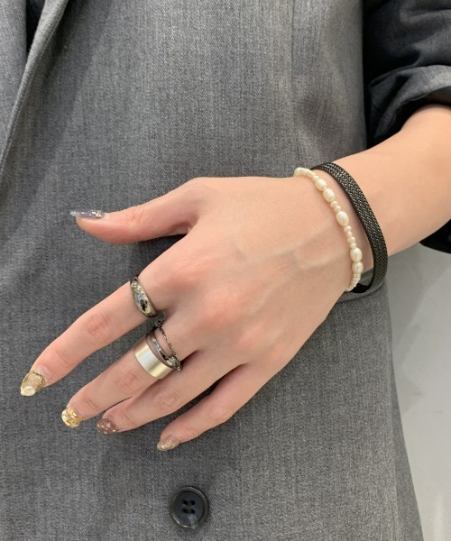 ジュエッテ限定スペシャルフォークリングリングセットジルコニア ブラック×シルバー スペシャル] フォークリング セット ジルコニア（リング