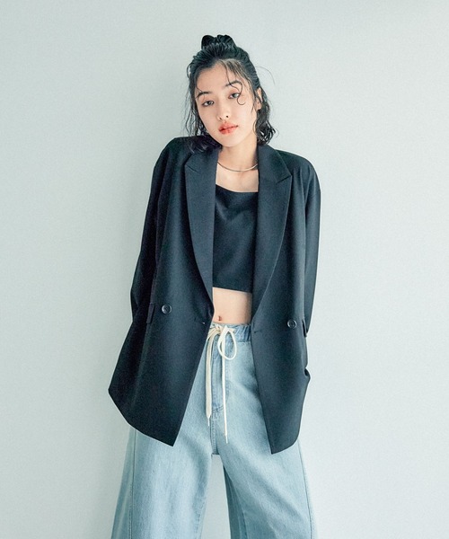 LEPSIM(レプシィム)の「TRルーズWブレストジャケット 243436(テーラードジャケット・レディース・ブラック/トップグレー/サンドベージュ・FREE)」の14枚目の写真