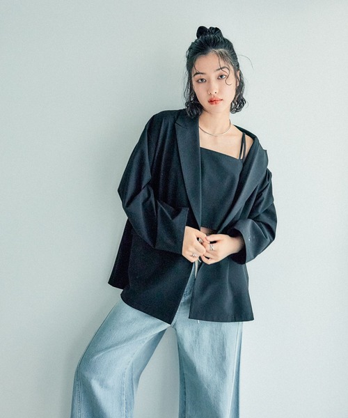 LEPSIM(レプシィム)の「TRルーズWブレストジャケット 243436(テーラードジャケット・レディース・ブラック/トップグレー/サンドベージュ・FREE)」の16枚目の写真