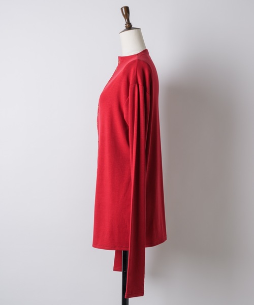 yae（ヤエ）の「2way many button top / メニーボタントップス（Tシャツ/カットソー・レディース・グレー/ブラック/レッド・FREE）」の13枚目の写真