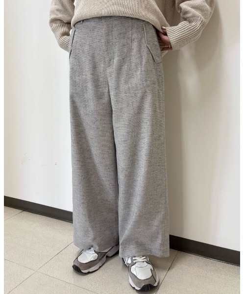 human woman（ヒューマンウーマン）の「【3サイズ展開】◆リングミックスツィードセミワイドパンツ（その他パンツ・レディース・グレー/ネイビー・LARGE/MEDIUM/SMALL）」の5枚目の写真