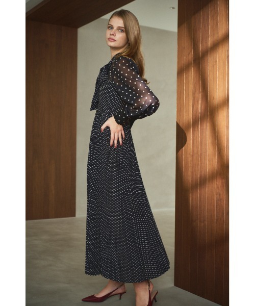 セール】Allaria Pleated Dress ドットタイプリーツドレス（ワンピース