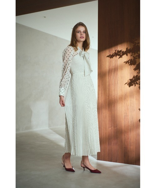セール】Allaria Pleated Dress ドットタイプリーツドレス（ワンピース