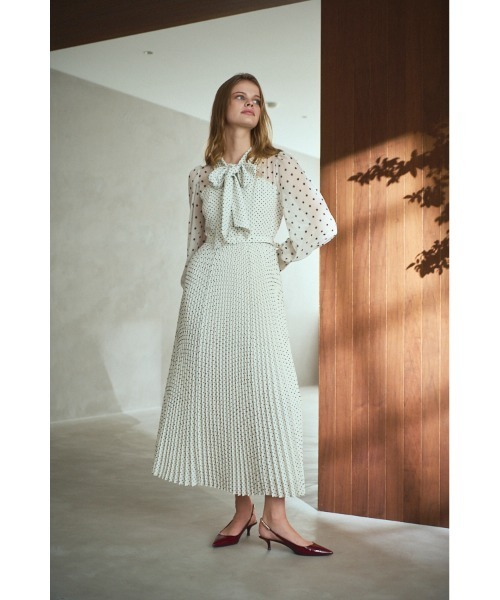 セール】Allaria Pleated Dress ドットタイプリーツドレス（ワンピース