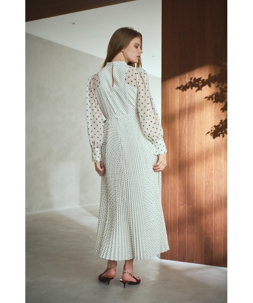 セール】Allaria Pleated Dress ドットタイプリーツドレス（ワンピース