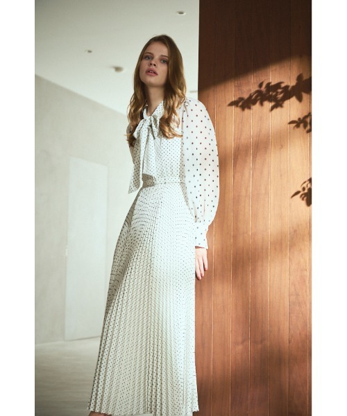 セール】Allaria Pleated Dress ドットタイプリーツドレス（ワンピース