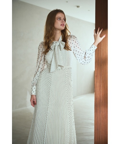セール】Allaria Pleated Dress ドットタイプリーツドレス（ワンピース
