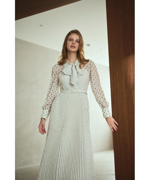 Estella.K(エステラケー)の「Allaria Pleated Dress ドットタイプリーツドレス(ワンピース・レディース・オフホワイト/ブラック・FREE)」の19枚目の写真