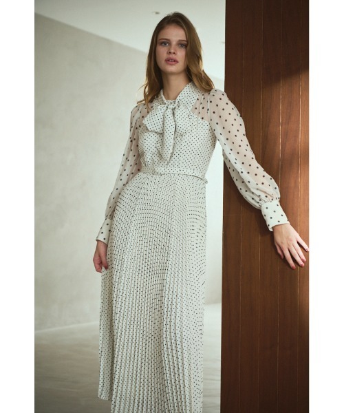 Estella.K(エステラケー)の「Allaria Pleated Dress ドットタイプリーツドレス(ワンピース・レディース・オフホワイト/ブラック・FREE)」の20枚目の写真