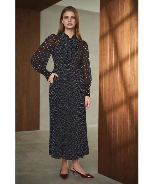 Estella.K(エステラケー)の「Allaria Pleated Dress ドットタイプリーツドレス(ワンピース・レディース・オフホワイト/ブラック・FREE)」の22枚目の写真