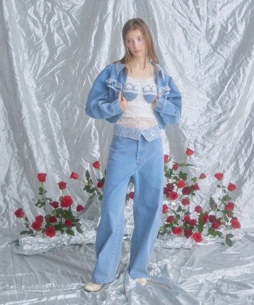 monepine(モネピネ)の「lace docking design denim bustier/レースドッキングデザインビスチェ(その他トップス・レディース・サックスブルー/インディゴブルー・2/1)」の19枚目の写真
