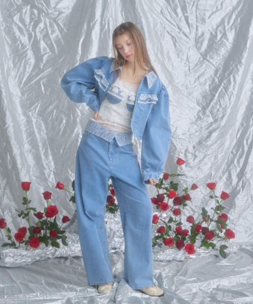 monepine(モネピネ)の「lace docking design denim bustier/レースドッキングデザインビスチェ(その他トップス・レディース・サックスブルー/インディゴブルー・2/1)」の20枚目の写真