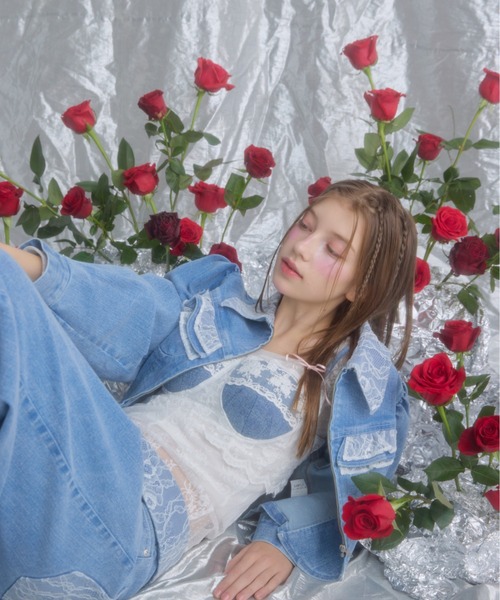 monepine(モネピネ)の「lace docking design denim bustier/レースドッキングデザインビスチェ(その他トップス・レディース・サックスブルー/インディゴブルー・2/1)」の18枚目の写真